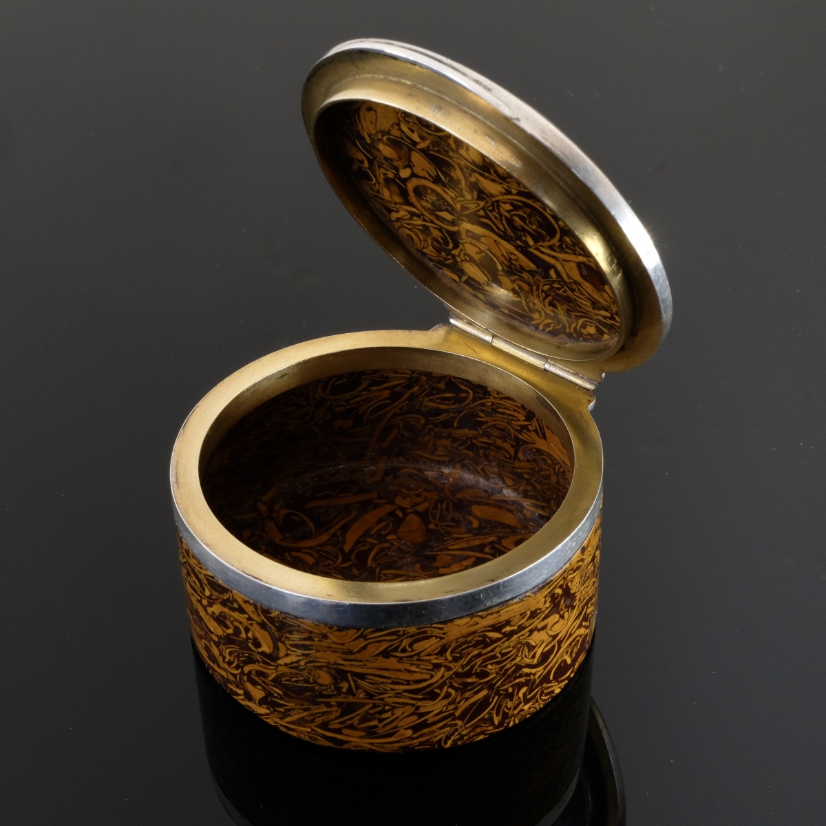 19th-century Silver-plated Calligraphy Box With Jasper Inlay