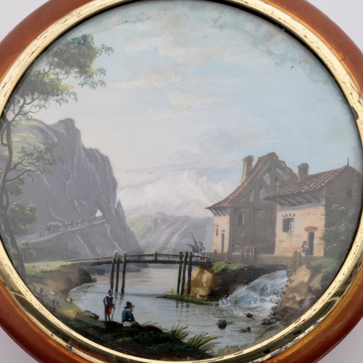 Miniature Blonde Tortoiseshell Box With Animated Landscape, 19th Century-photo-2