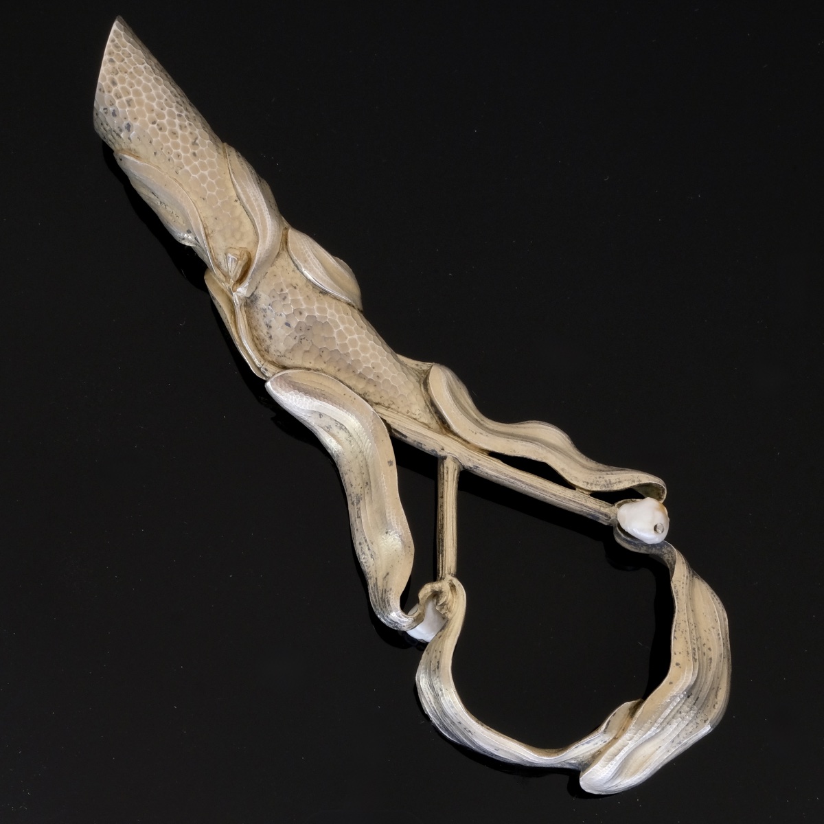 Pommeau  Art Nouveau vermeil et perles Janvier Quercia dans son écrin-photo-1