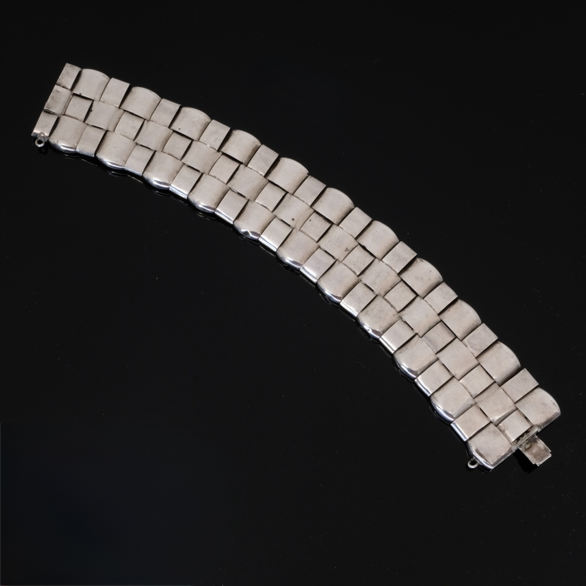 Bracelet époque Napoléon III manchette articulée argent gravé-photo-3