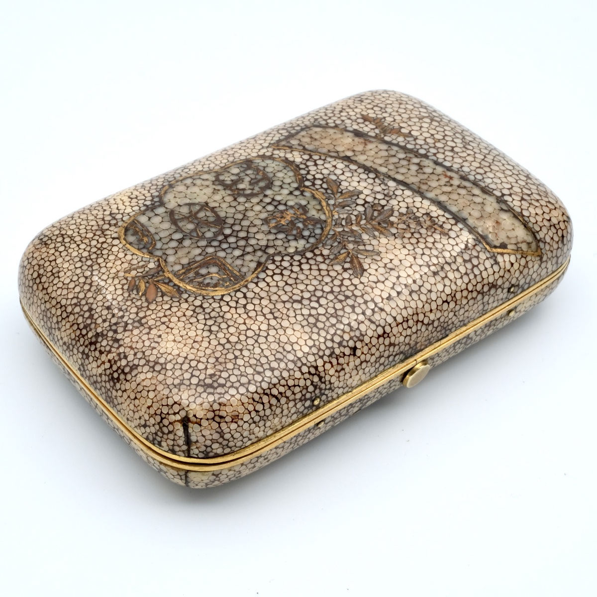 Late 19th-century Japanese-style Lacquered-decorated Stingray Leather Sewing Case