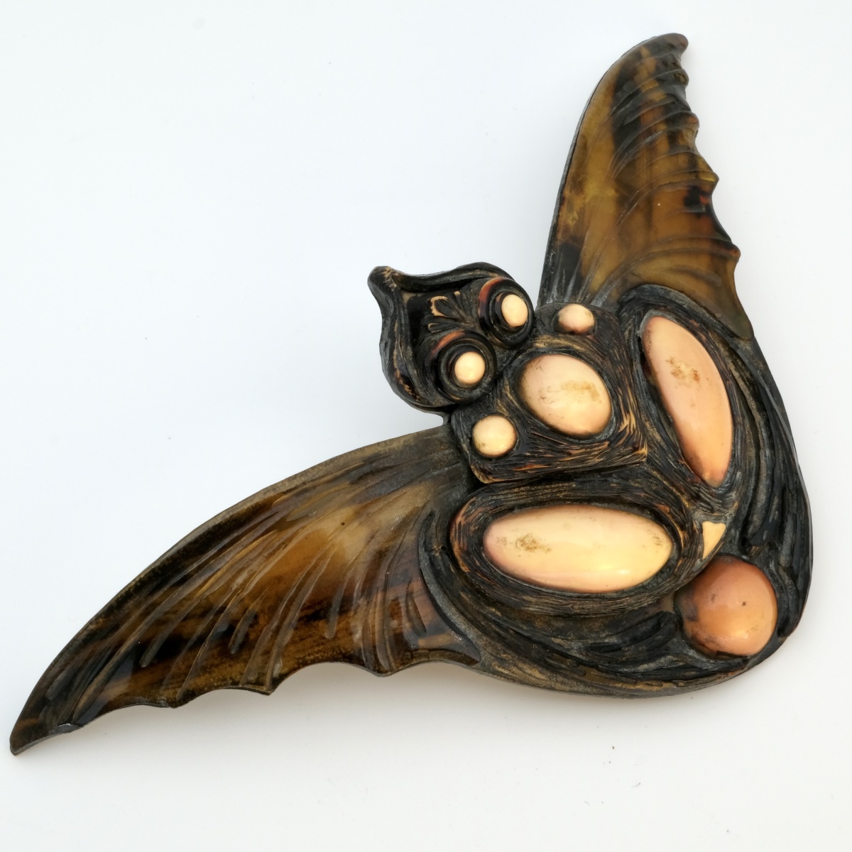 Large Art Nouveau Belt Buckle Featuring A Winged Animal With A Horn, Late 19th Century-photo-2