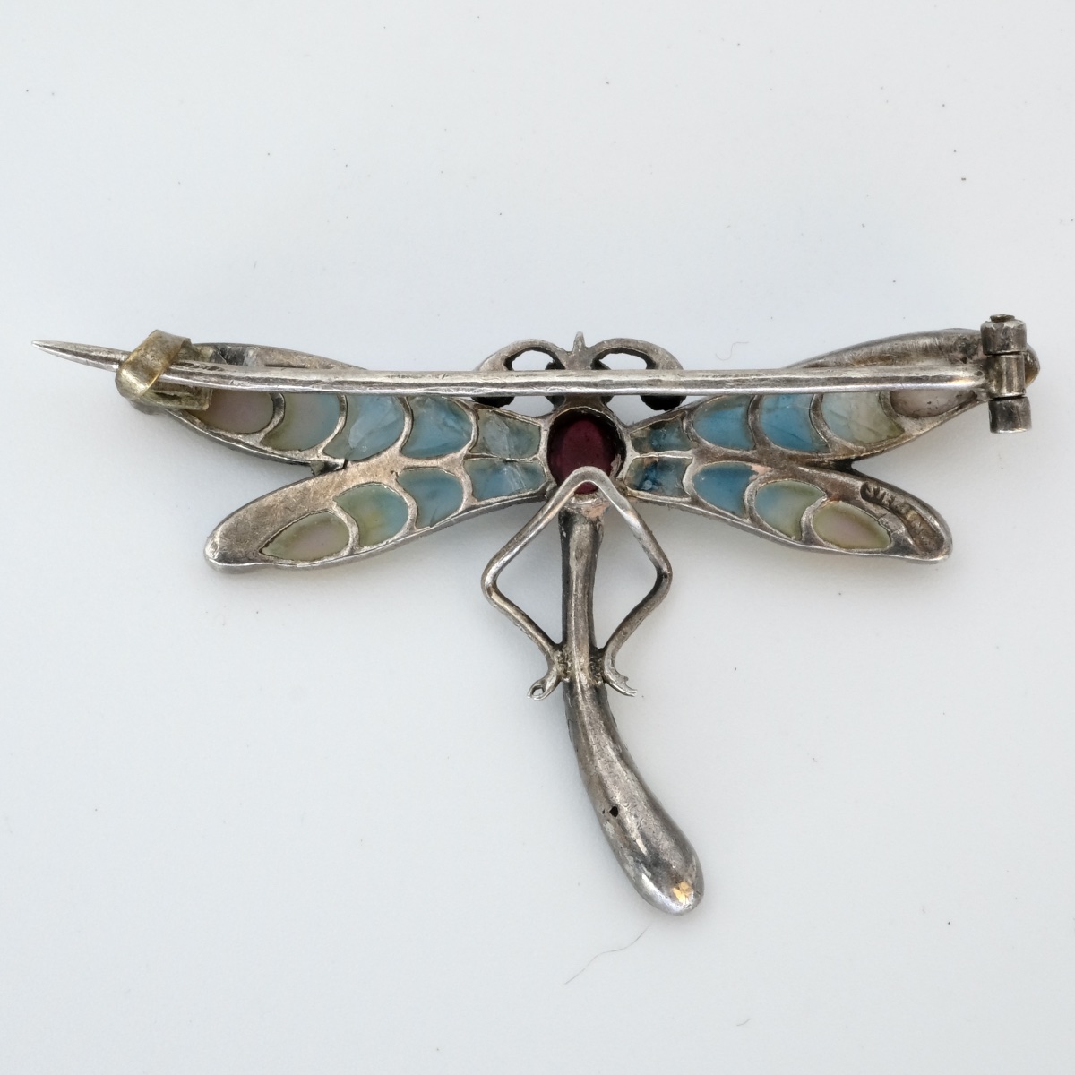Broche libellule Art Nouveau plique à jour-photo-4
