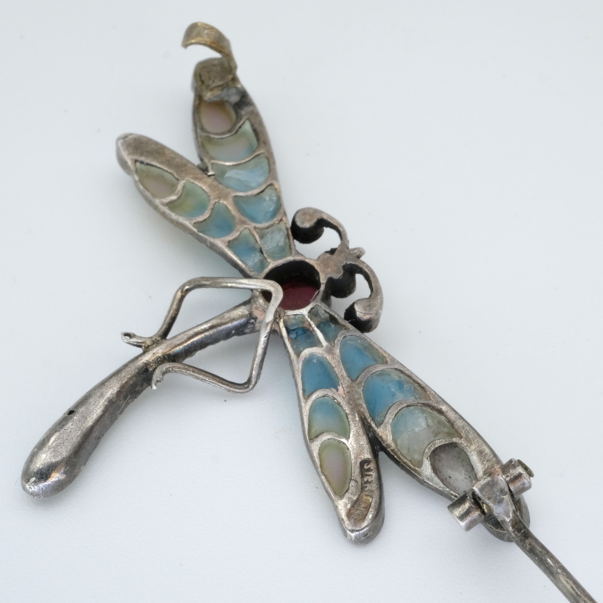 Broche libellule Art Nouveau plique à jour-photo-5