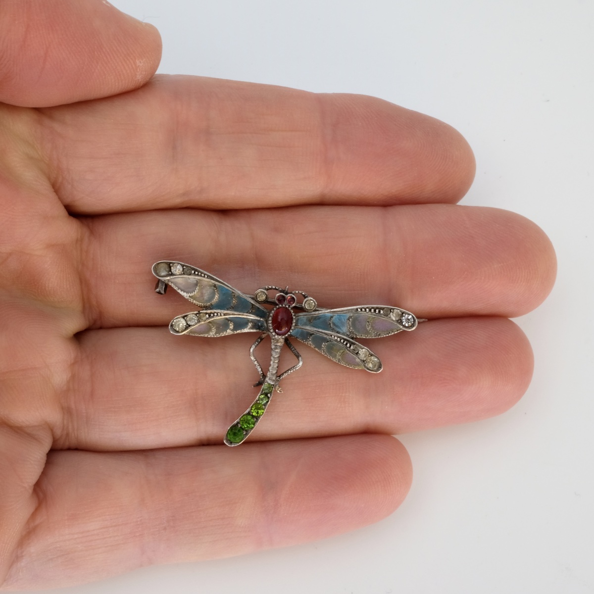 Broche libellule Art Nouveau plique à jour-photo-6