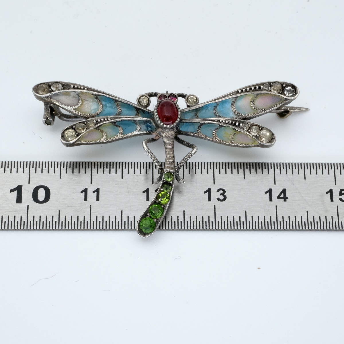 Broche libellule Art Nouveau plique à jour-photo-7