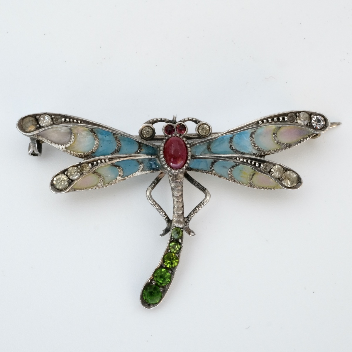 Broche libellule Art Nouveau plique à jour