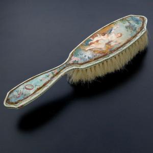 Brosse Douce fin 19ème Siècle Peinture en Miniature sur Ivoire