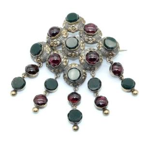 Brooch With Dangels In Silver And Gold Napoleon III Period