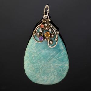 Pendentif Argent Goutte Amazonite Et Cabochons Arts And Crafts