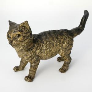 Encrier Bronze De Vienne 19ème Siècle Chat, Franz Bergman
