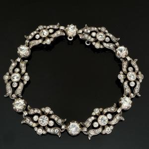 Articulated Napoleon III Bracelet With Rhinestones On Silver