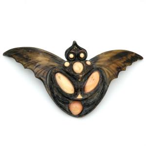 Grande boucle de ceinture Art nouveau animal ailé corne fin XIXème