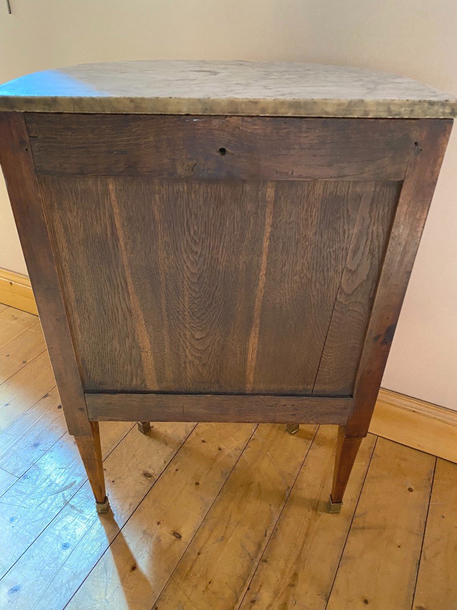 Commode Demi-lune d'époque Louis XVI Estampillée N. Petit-photo-4
