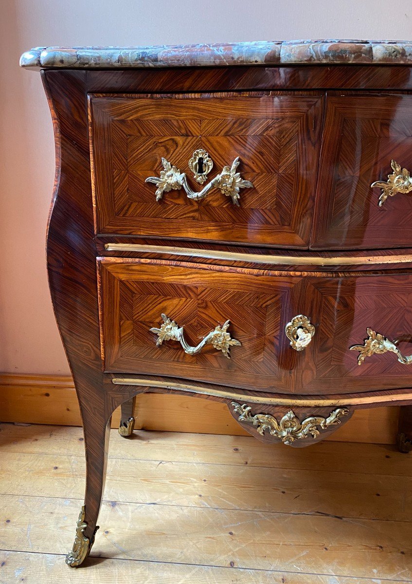 Petite Commode Louis XV En Bois De Violette XVIIIème Siècle-photo-3