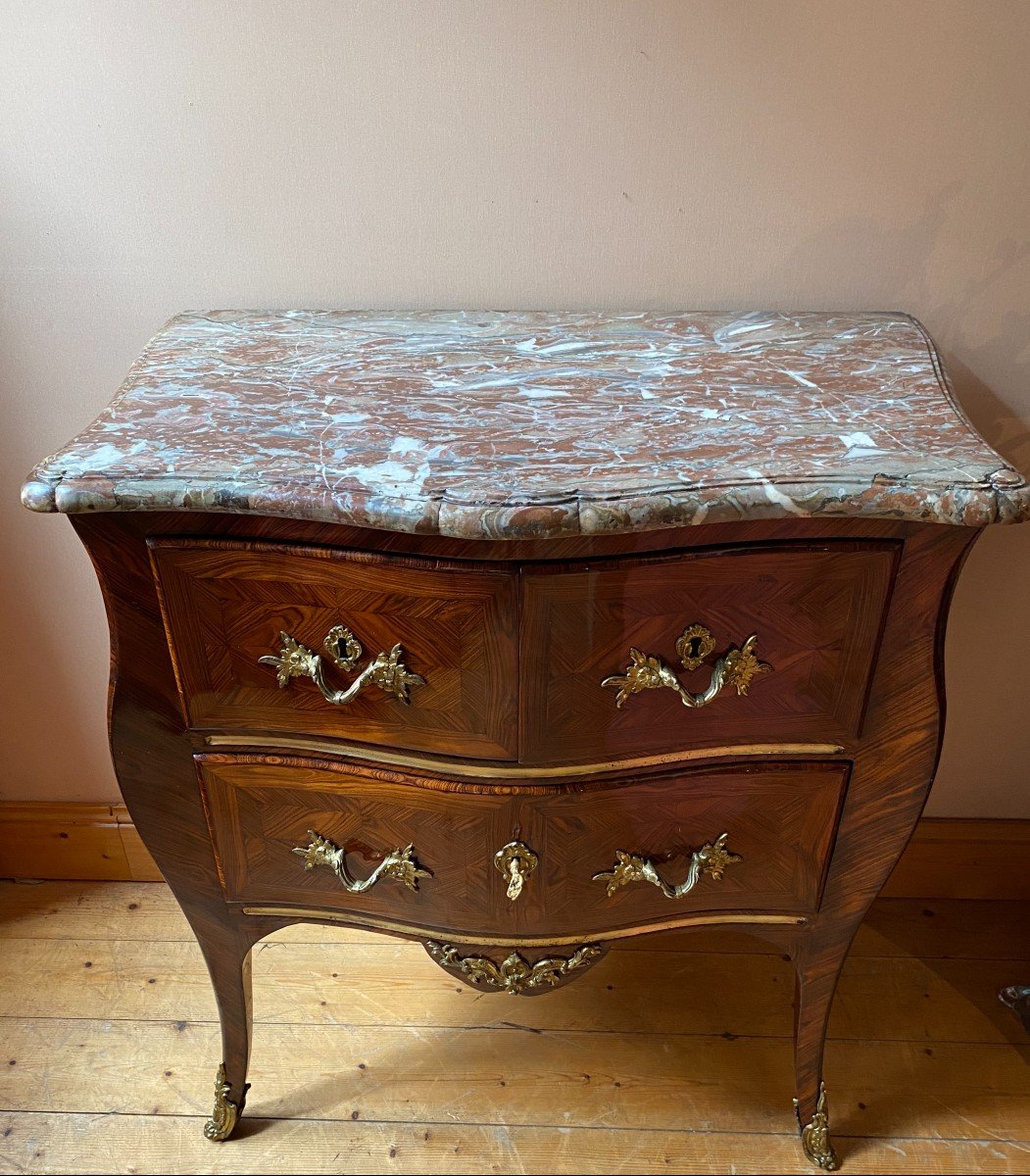 Petite Commode Louis XV En Bois De Violette XVIIIème Siècle-photo-7
