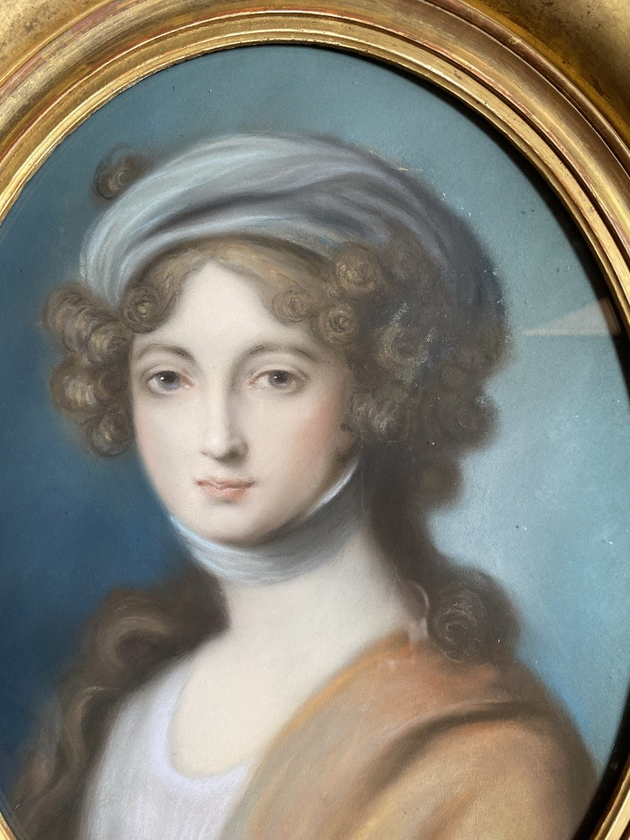 Jeune femme au turban, école Française XIXème-photo-3