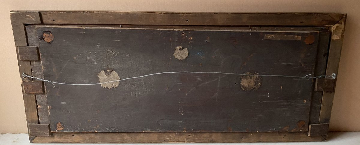 Huile sur panneau: Bords de Seine époque fin XIXème siècle-photo-2