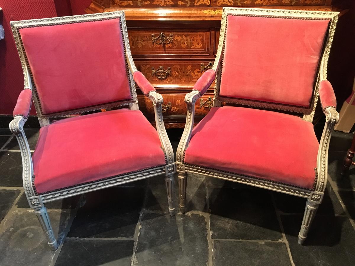 Pair Of Louis XVI Armchairs Stamped I Avisse