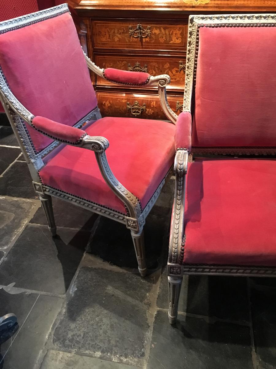 Pair Of Louis XVI Armchairs Stamped I Avisse-photo-2