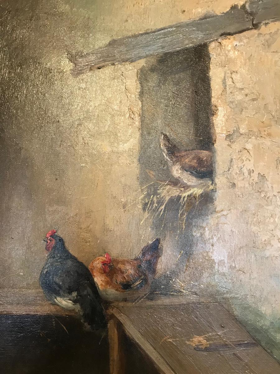 Basse-cour , Huile Sur Toile-photo-2