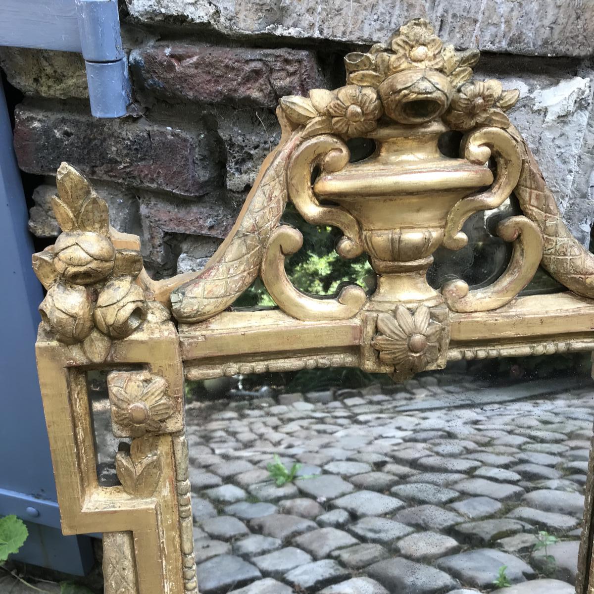 Louis XVI Mirror In Golden Wood-photo-2