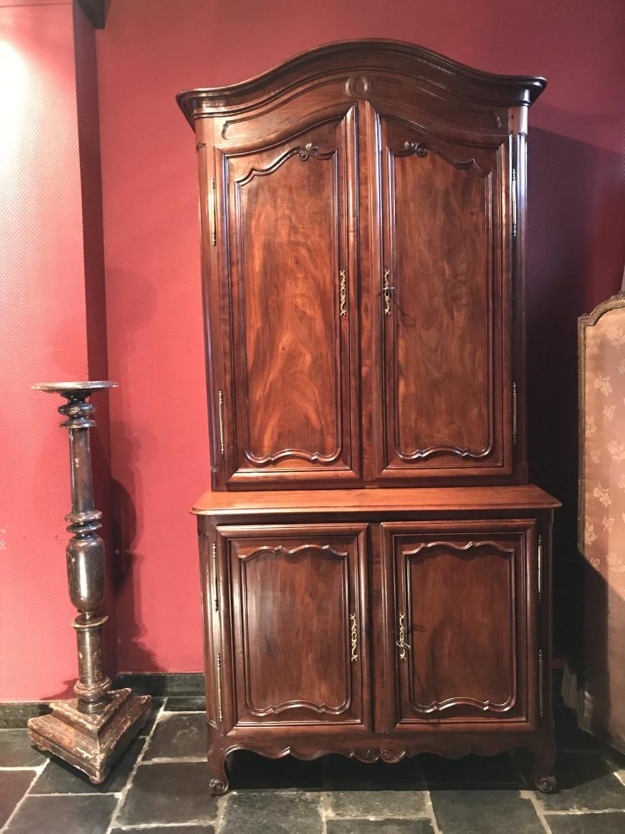 Buffet Deux Corps Louis XV Nantais En Acajou