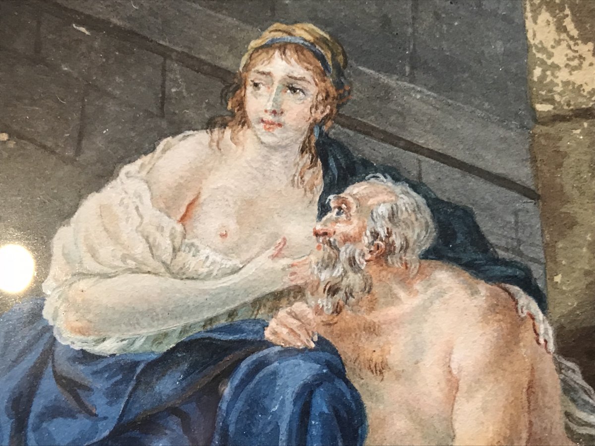 Gouache Sur Papier Fin Du XVIIIème Siècle-photo-1