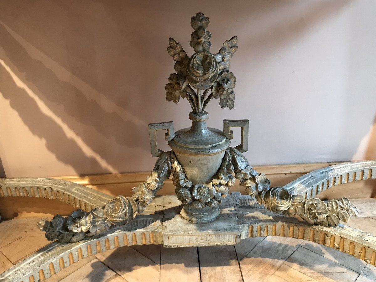 Demi-moon Console In Painted And Gilded Wood Louis XVI-photo-1