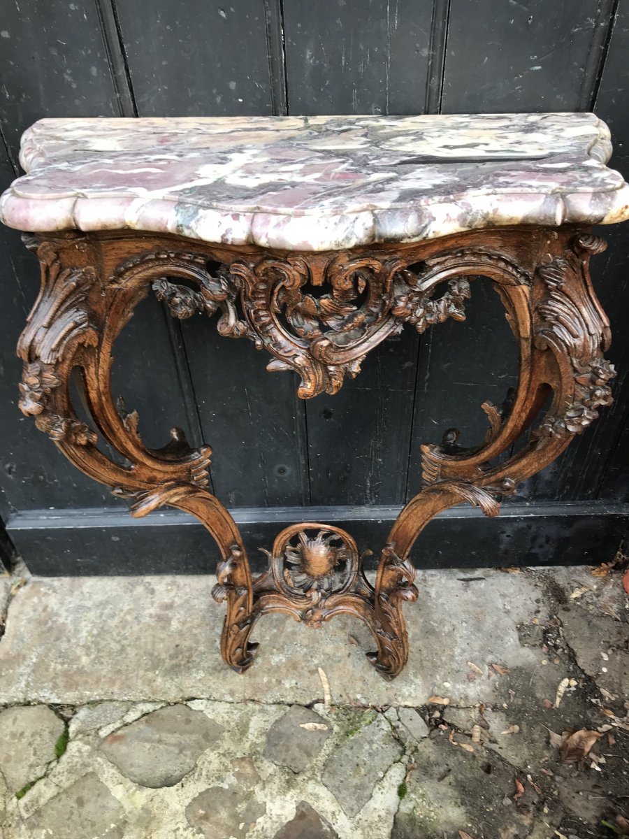 Console L XV De Boiserie En Chêne XVIIIème Siècle