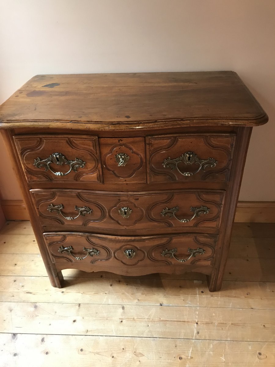 Commode Parisienne d'époque XVIIIème En Noyer-photo-4