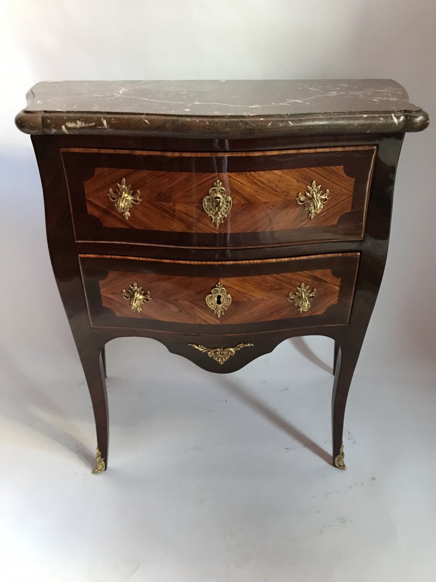 Commode Transition Lxv-lxvi En Bois  Placage XVIIIème Siècle