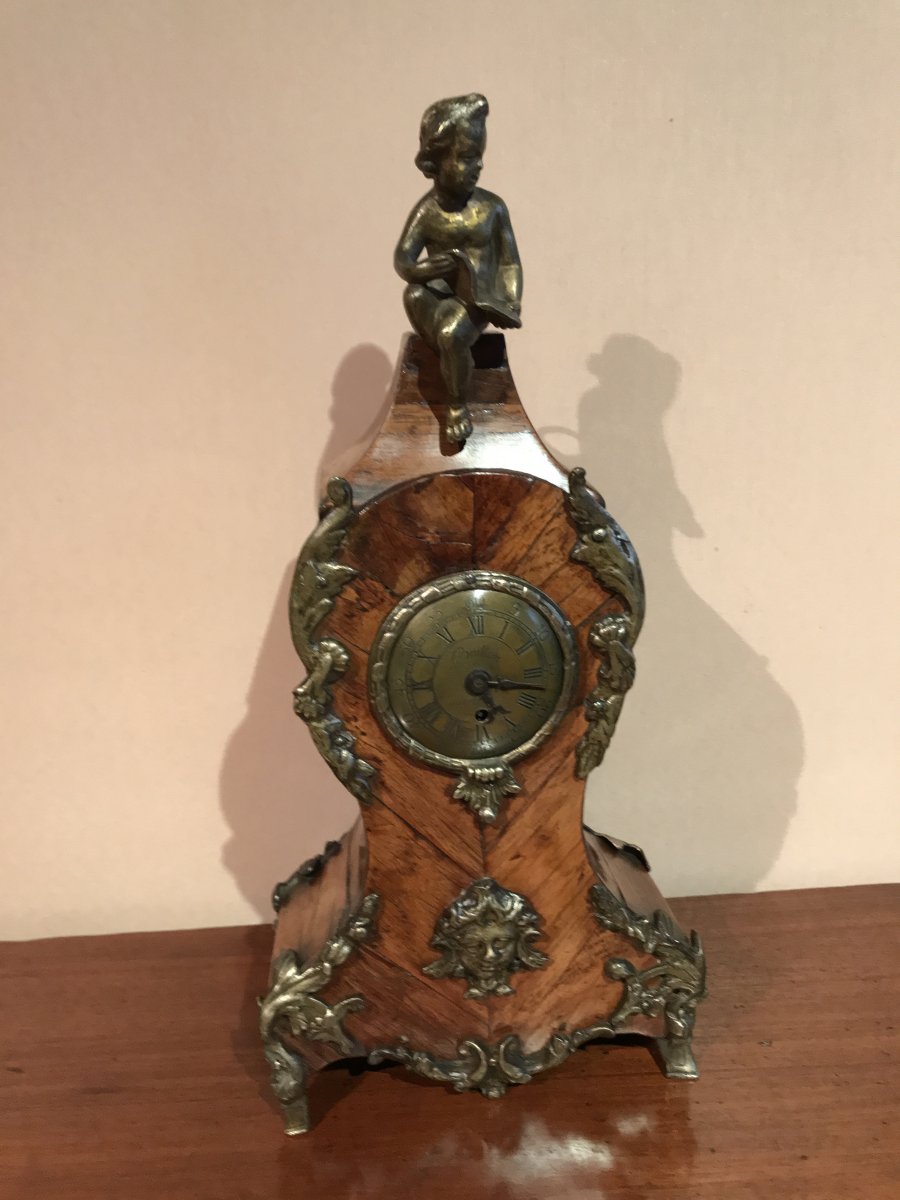 Louis XV Clock In Veneer Wood XVIIIth