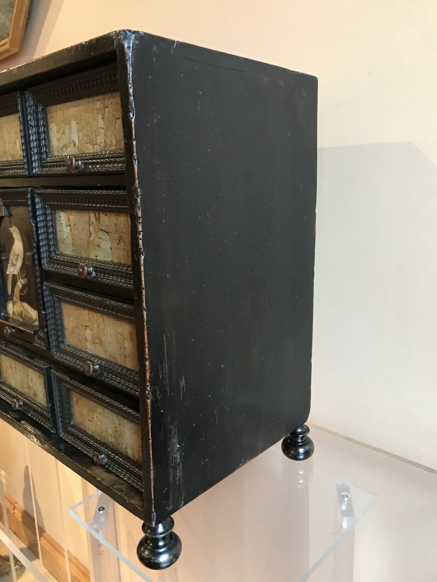 Cabinet Italien à Décor De Plaques De Paésine XVIIème Siècle-photo-2