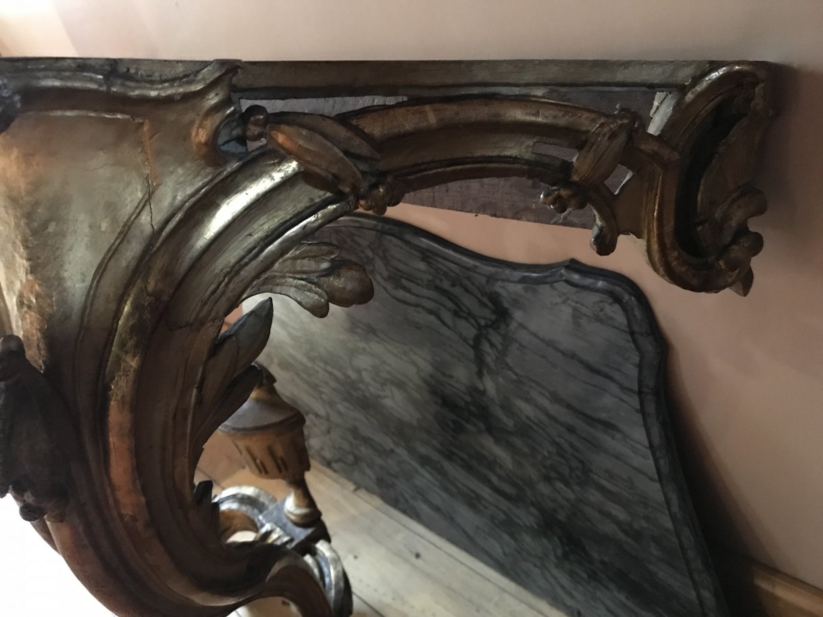 Provençal Console In Carved And Gilded Wood Eighteenth Century-photo-4