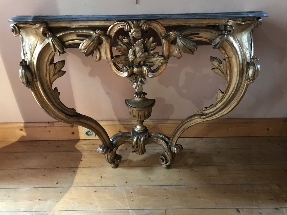 Provençal Console In Carved And Gilded Wood Eighteenth Century-photo-2