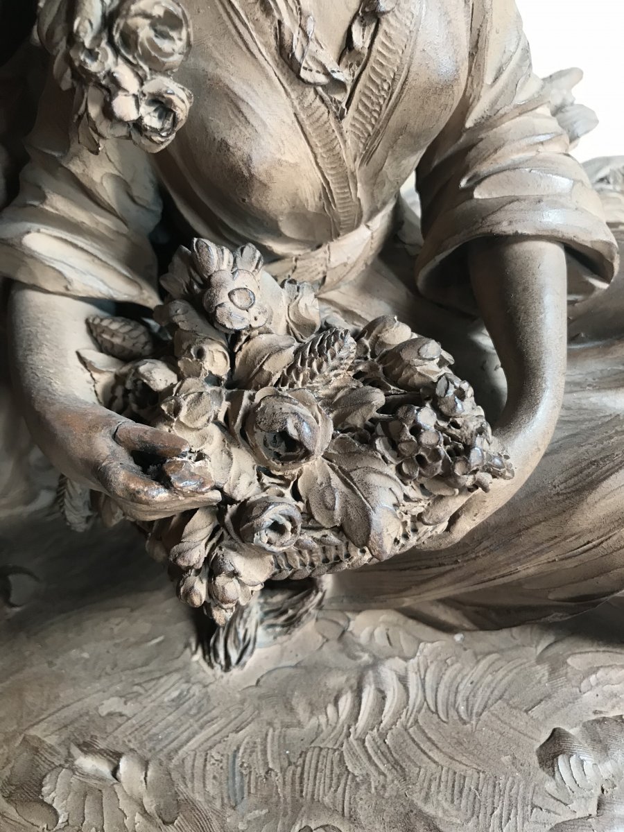 Chinoiserie, Subject In Patinated Terracotta XIXth Century-photo-4