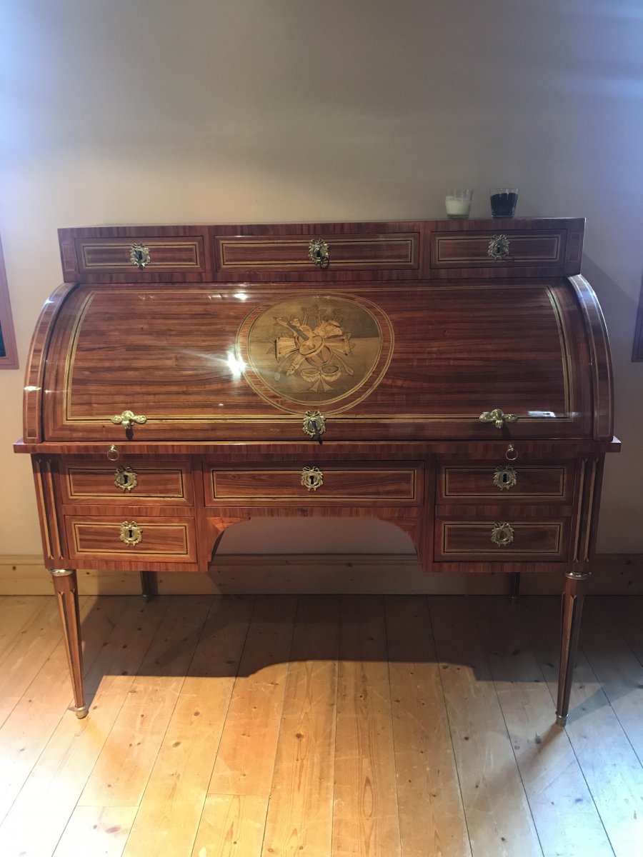 Bureau Cylindre Louis XVI Estampillé Martin Ohneberg-photo-4