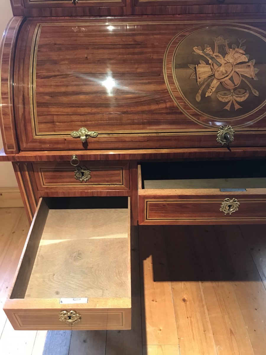 Bureau Cylindre Louis XVI Estampillé Martin Ohneberg-photo-6