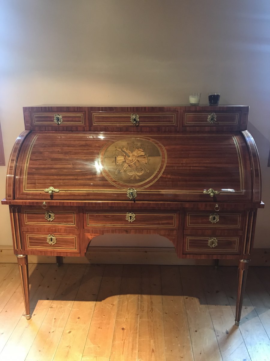 Bureau Cylindre Louis XVI Estampillé Martin Ohneberg