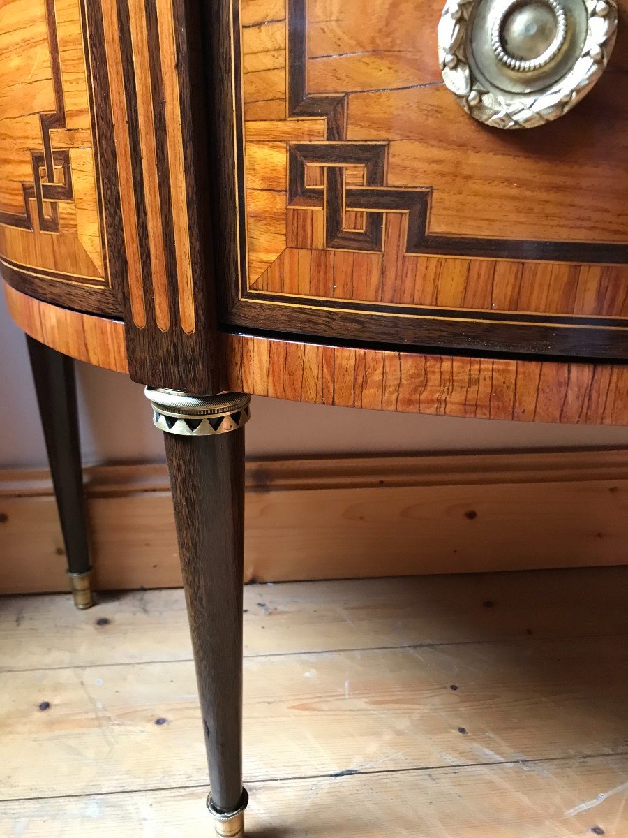 Commode De Forme Demi-lune d'époque Louis XVI-photo-3