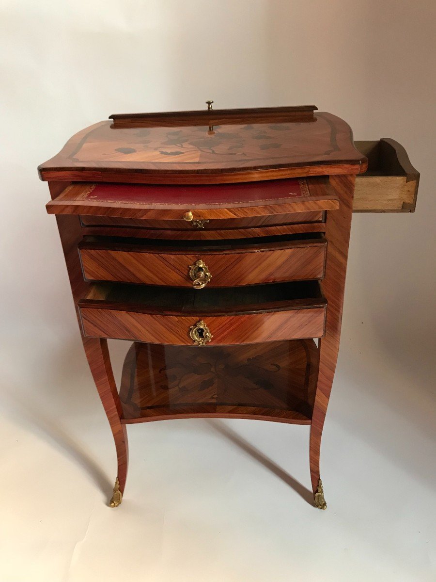 Petite Table De Salon  En Bois De Placage De Style Louis XV-photo-4