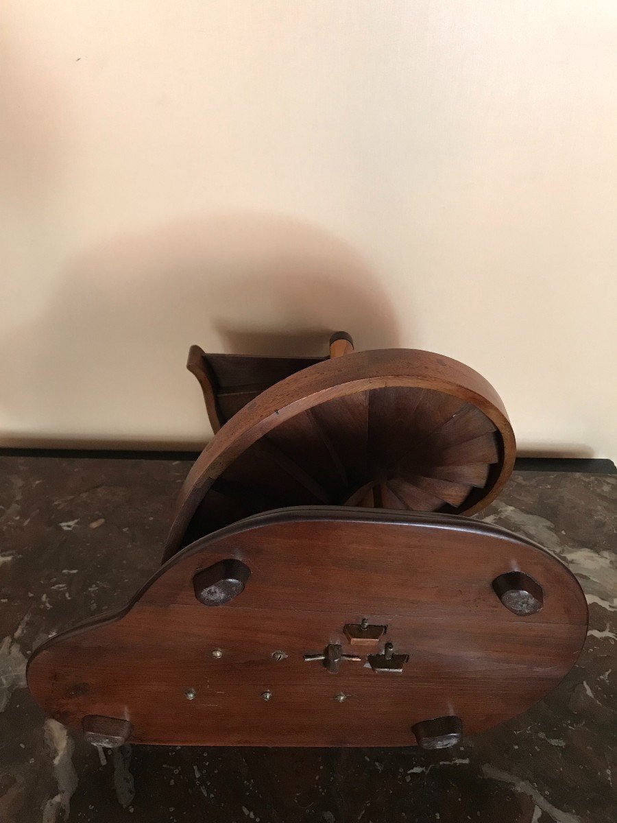 Rare Escalier De Maîtrise En Bois Exotique Du XIXème Siècle-photo-4