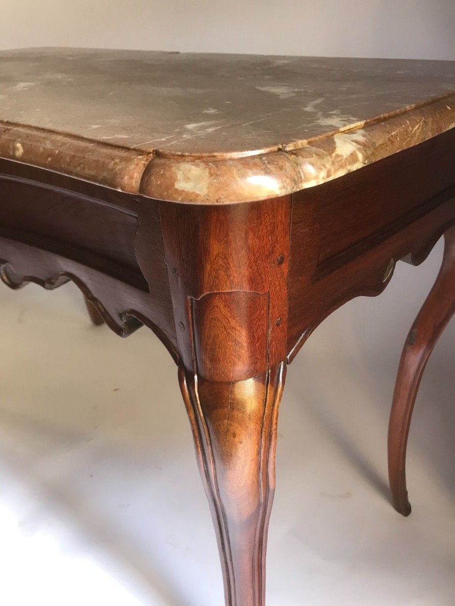 Console  Louis XV à façade galbée ,travail portuaire du XVIIIème siècle-photo-6