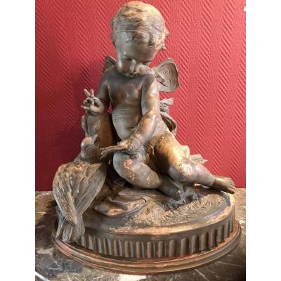 Terre Cuite : Putti à La Colombe