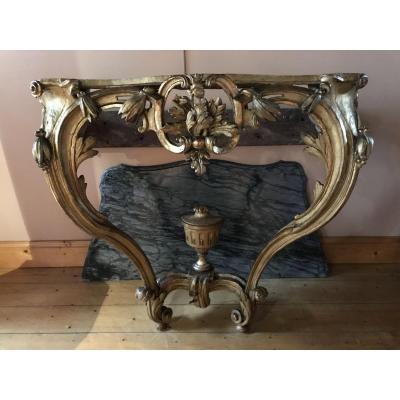 Provençal Console In Carved And Gilded Wood Eighteenth Century