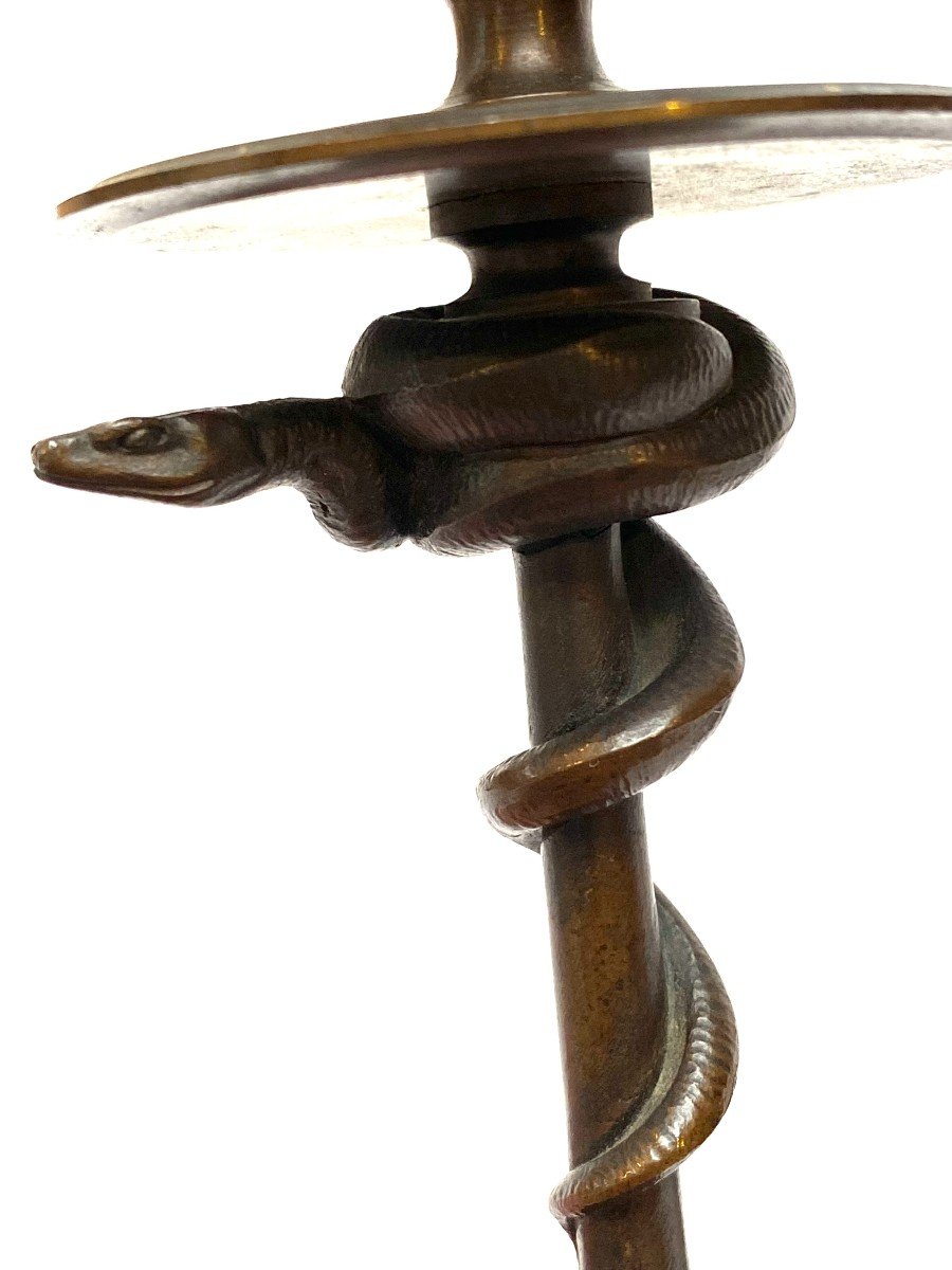 Double Pair Of Snake Decorated Bronze Candlesticks And Pair Of Tazzas By Ferdinand Barbedienne-photo-4