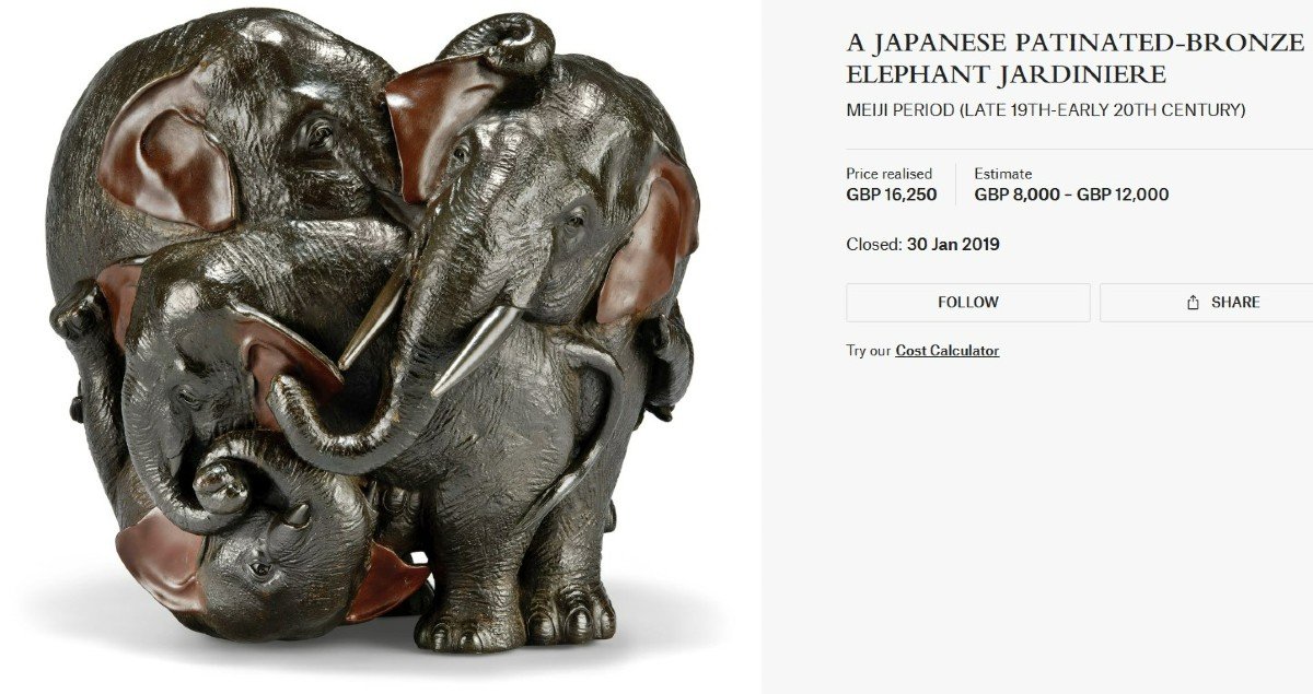 Une Jardinière Aux éléphants En Bronze Patiné d'époque Meiji, Fin Du XIXe Siècle-photo-8