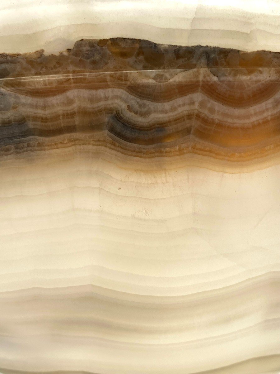 Attribué à Eugène Cornu, Compagnie Des Marbres Et Onyx d'Algérie, Bol En Onyx Et Bronze Doré-photo-4