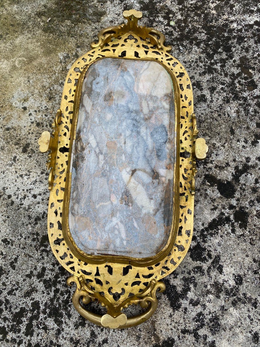 Joli Vide-poche 19e Orientaliste Dans Le Goût De Eugène Cornu En Marbre, Bronze Doré Et Argenté-photo-1